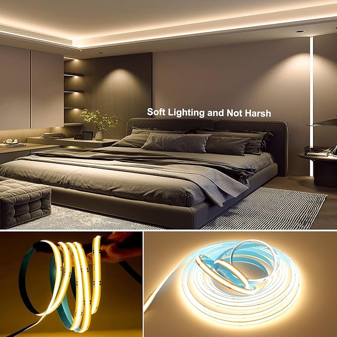 COB LED Strip Lights 2880LEDs, Bright COB LED Lights 20ft LED 3000K Warm White - Image 3
