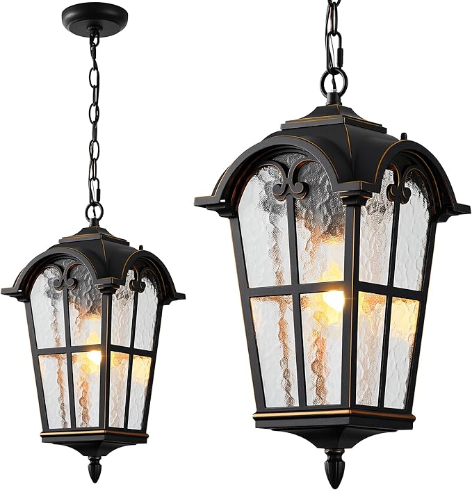 VIANIS Black Large Outdoor Pendant Light, Vintage Outdoor Chandelier by VIANISLIGHTING