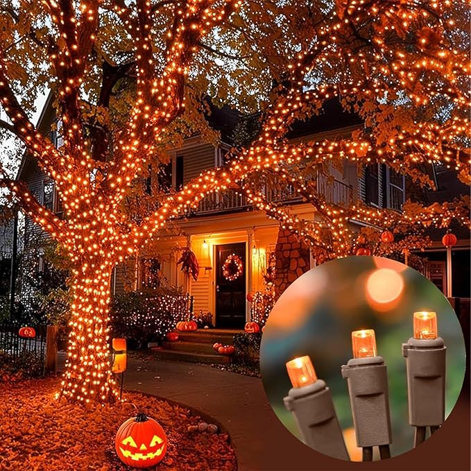 LAMPHOME Orange Halloween Lights- 21.6FT100 LED Christmas Lights, Mini led - Image 4