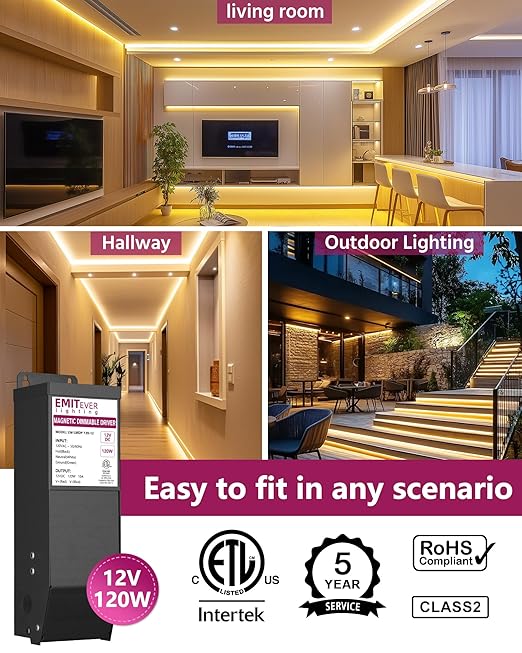 EMITEVER 120W Magnetic Dimmable LED Drvier, 12V Transformer Magnetic Power - Image 6
