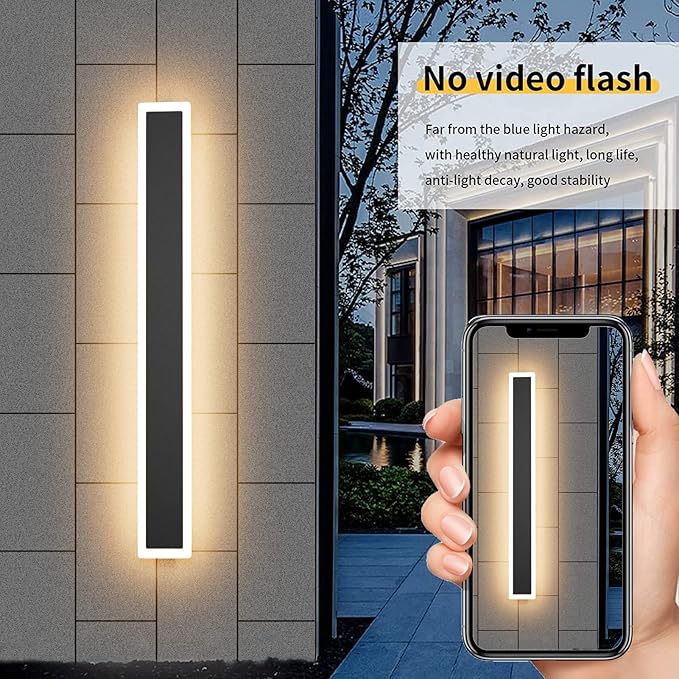 Aipsun 2 Pack Black Outdoor Wall Light 39.4inch Modern LED Exterior Wall Sconce - Image 4
