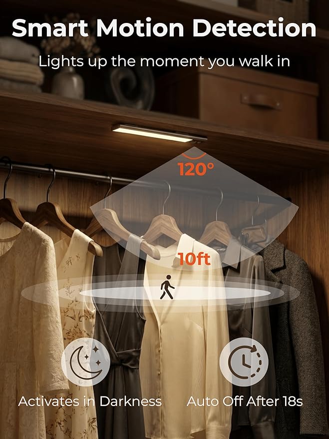 9 inch Under Cabinet Lighting, Cordless Rechargeable Motion Sensor Light Indoor - Image 2