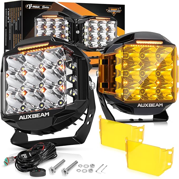 Auxbeam 7inch 228W Round LED Offroad Light Pod, V-MAX Series 26100LM Side - Image 8