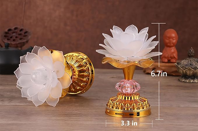2Pack - Colorful LED Lotus Buddhist Lamp, Gradient Buddha Light - Image 2