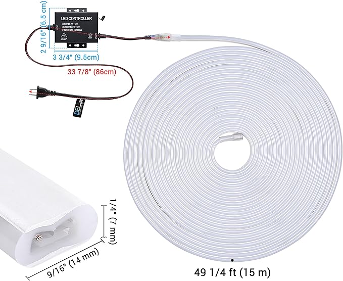 DELight 50FT Warm White Neon Rope Lights - Image 9