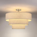 Doraimi Lighting 3 Tier Linen Drum Fabric Semi Flush Mount Light Modern by DoraimiLighting