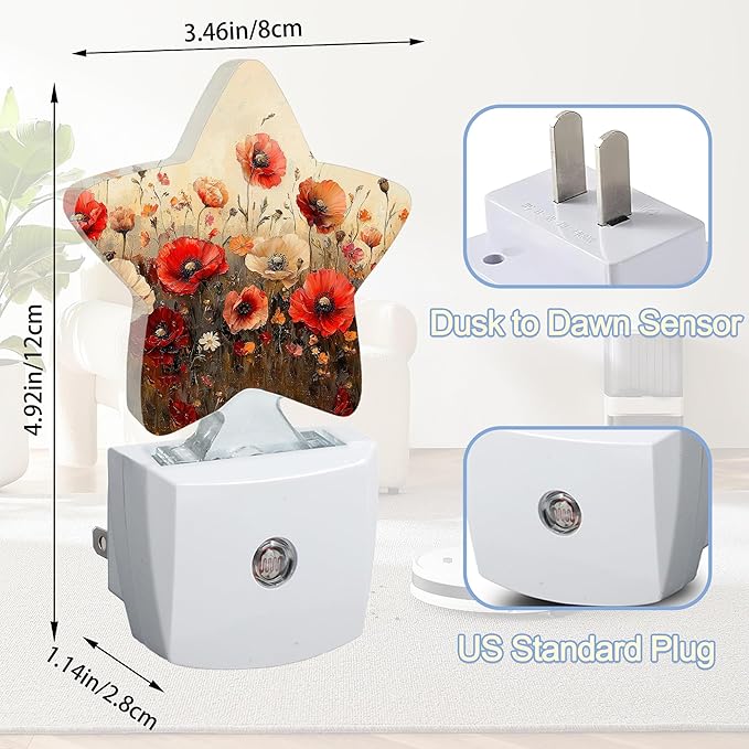 Night Light, Vintage Floral Warm Star Nightlights - Image 2