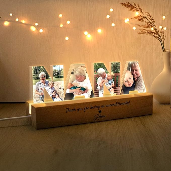Personalized Nana Photo Collage LED Night Light, Custom Photo, Quote & Name - Image 2