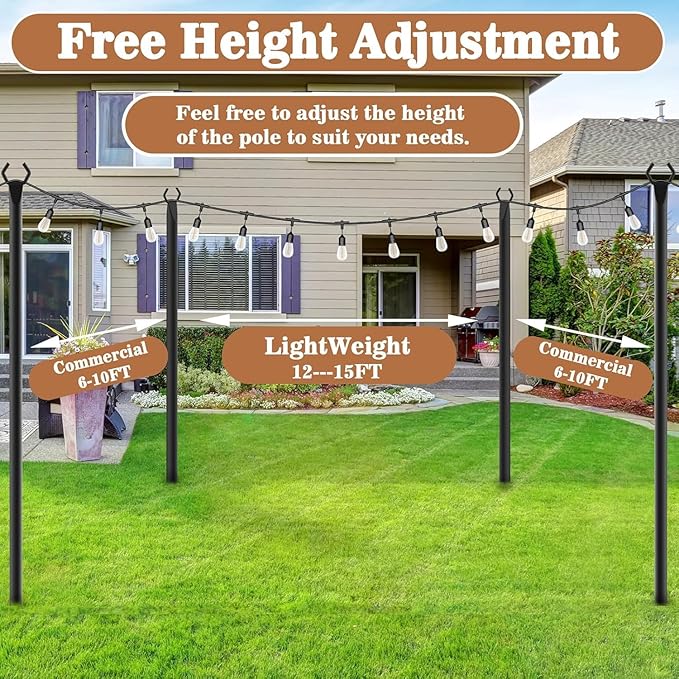 2 Pack String Light Poles, Metal Poles - Image 6