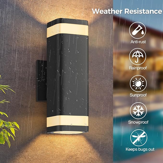 RAYVO Dusk to Dawn Outdoor Wall Lights 2 Pack, Modern Up and Down Exterior - Image 4