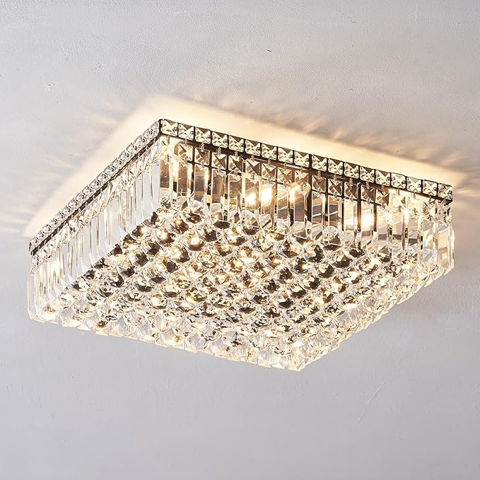 12-Lights Black Crystal Flush Mount Ceiling Light Fixtures, Elegant Crystal - Image 8