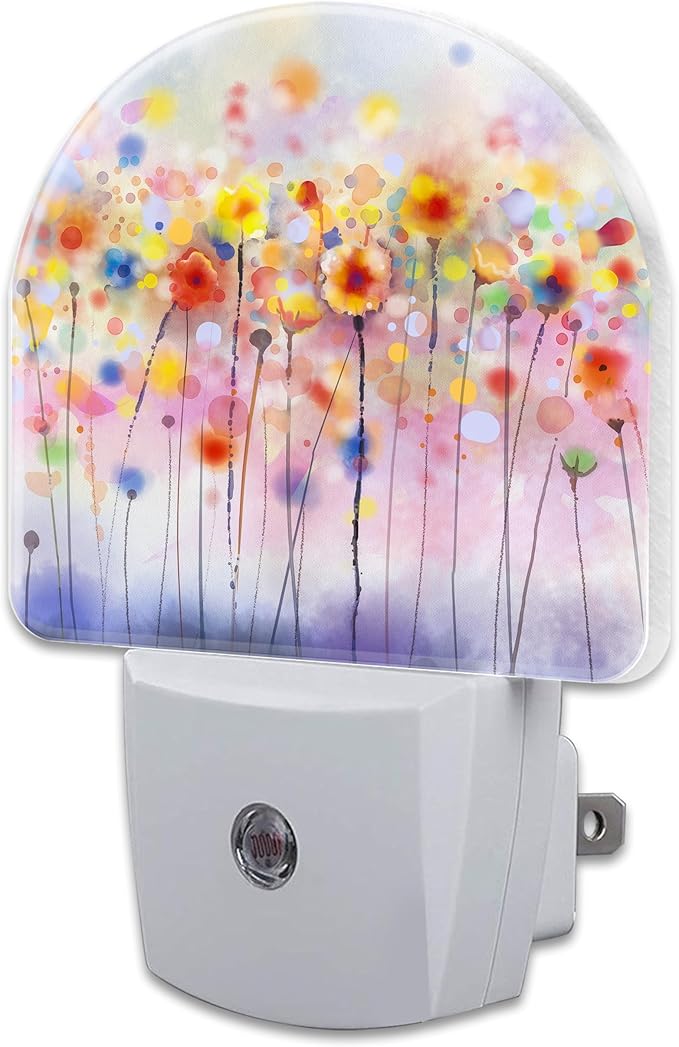 Abstract Watercolor Flowers Night Light Plug into Wall, Blooming Cherry Tree by sndheke