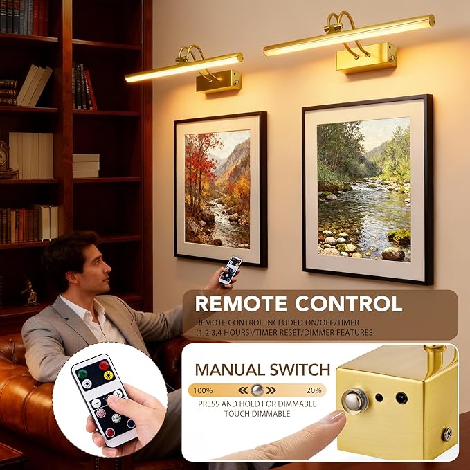 Picture Light, Picture Lights for Wall Cordless, Battery Wall Lights for - Image 4