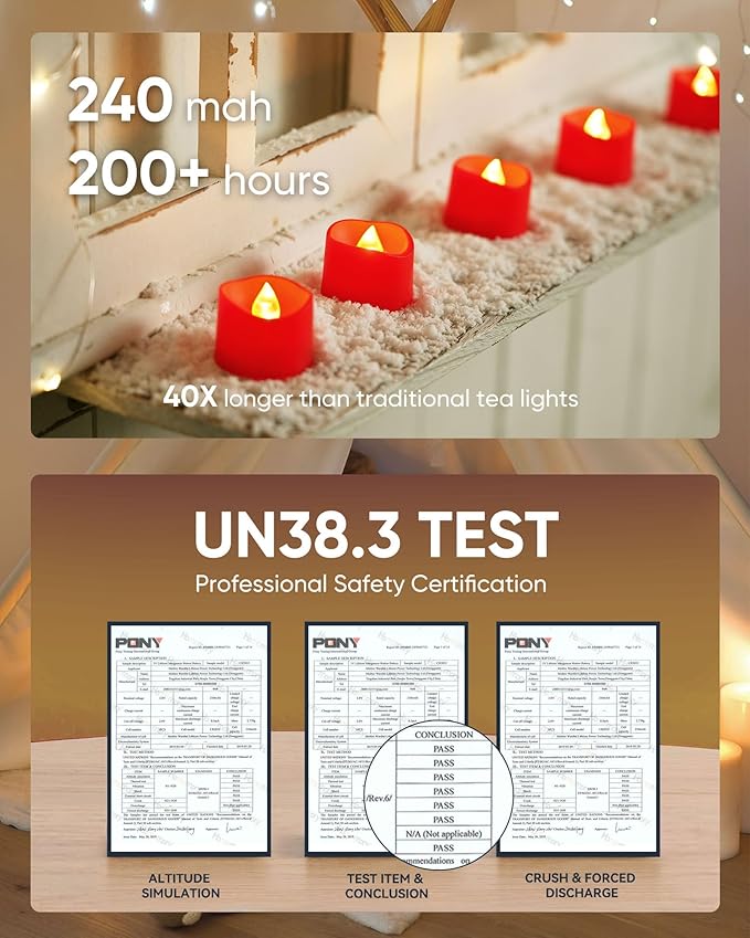 Homemory Red Tea Lights Candles Battery Operated, 200+Hour Flameless Flickering - Image 5