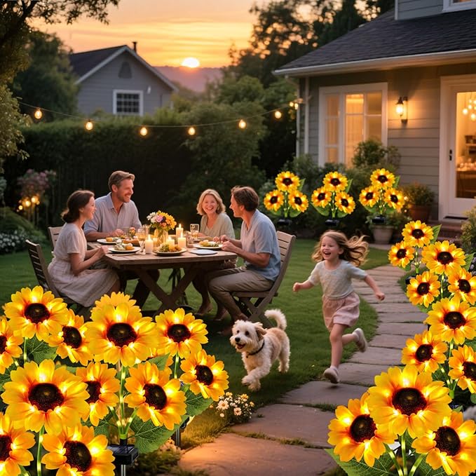 Solar Garden Lights Outdoor, 5 Pack Sunflower Lights - Image 7