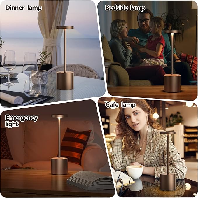2Pack Cordless Table Lamp, Rechargeable LED Battery 5000mAh Metal USB Portable - Image 6