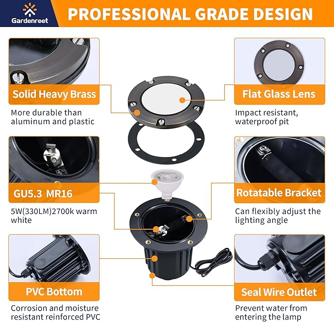Gardenreet Brass Low Voltage In Ground Lights Kit - Image 2