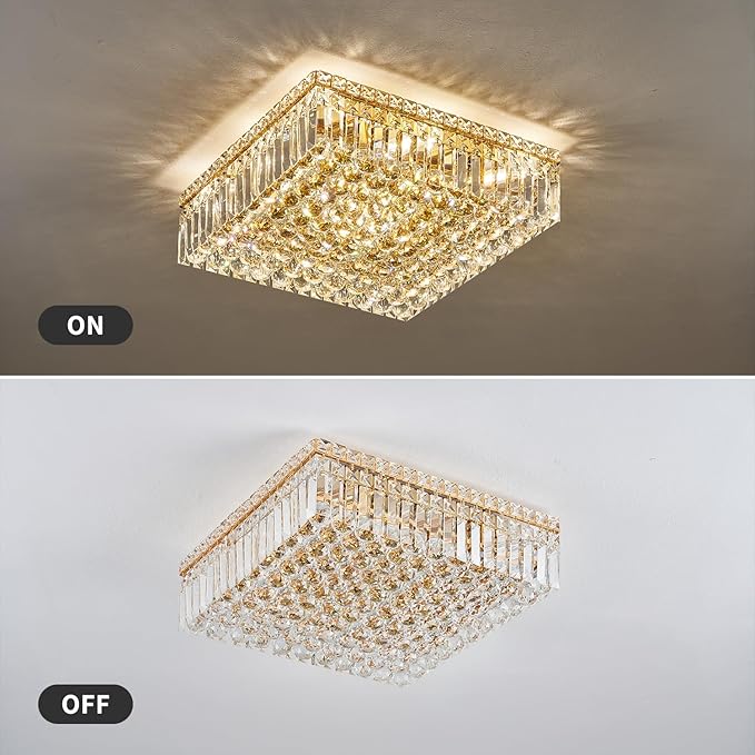 12-Lights Gold Crystal Flush Mount Ceiling Light Fixtures, Elegant Crystal - Image 2