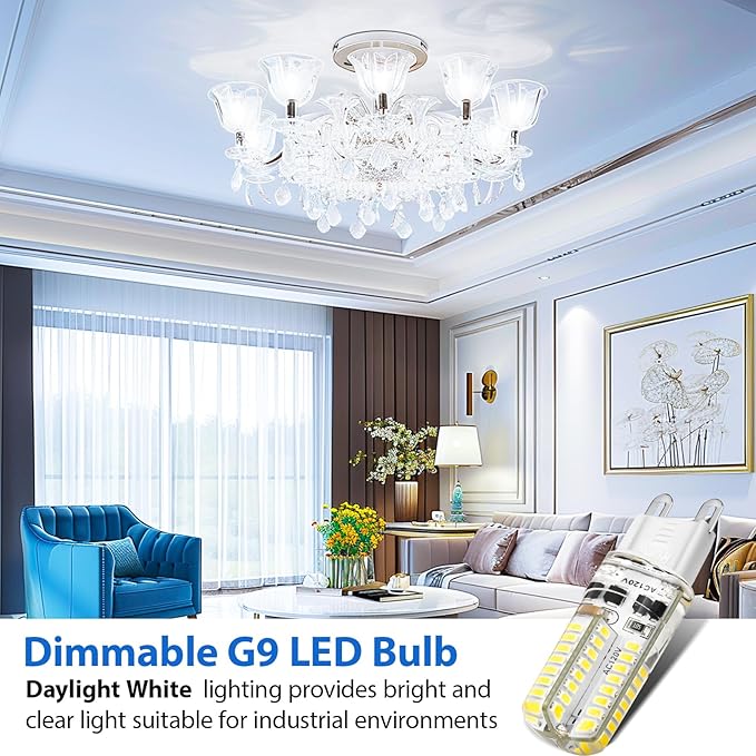 YGS-Tech G9 LED Bulb Dimmable, G9 Light Bulb, 6000K Daylight White, G9 Base Bulb - Image 5