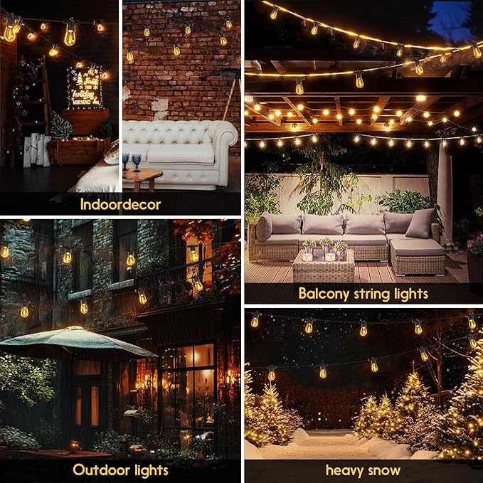 Outdoor String LED Patio Lights - 60Ft 18M Outside Waterproof Light - Image 7