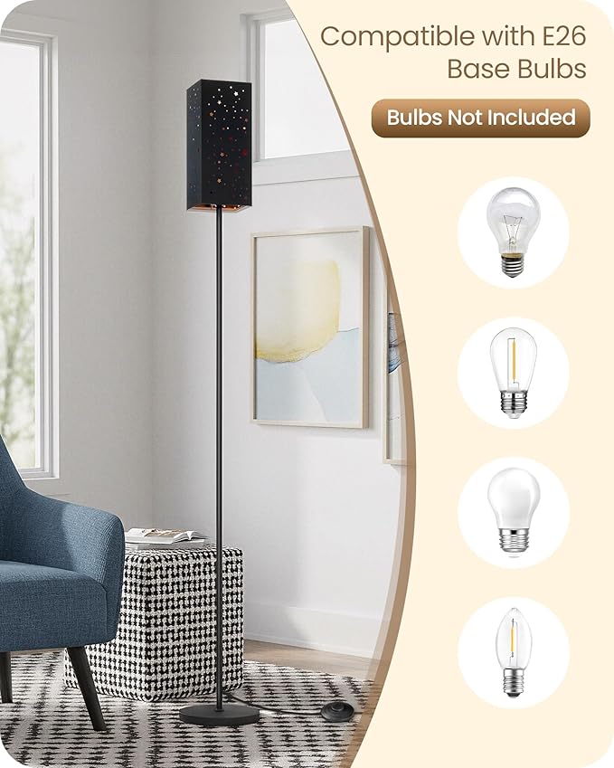 64.6" Floor Lamp, with Foot Switch, Standing Lamp with Sky Stars Design - Image 5