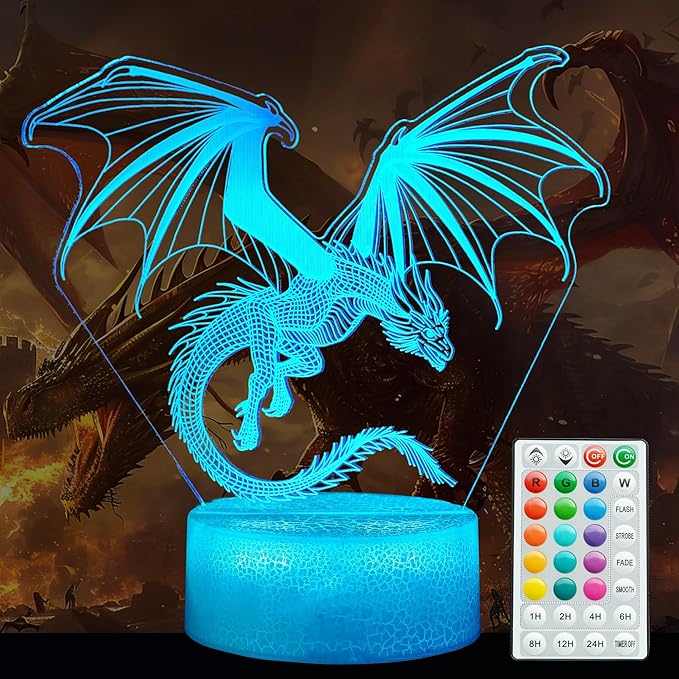 Dragon Night Light, Dragon Gifts, 3D Illusion Lamp by POSSHE