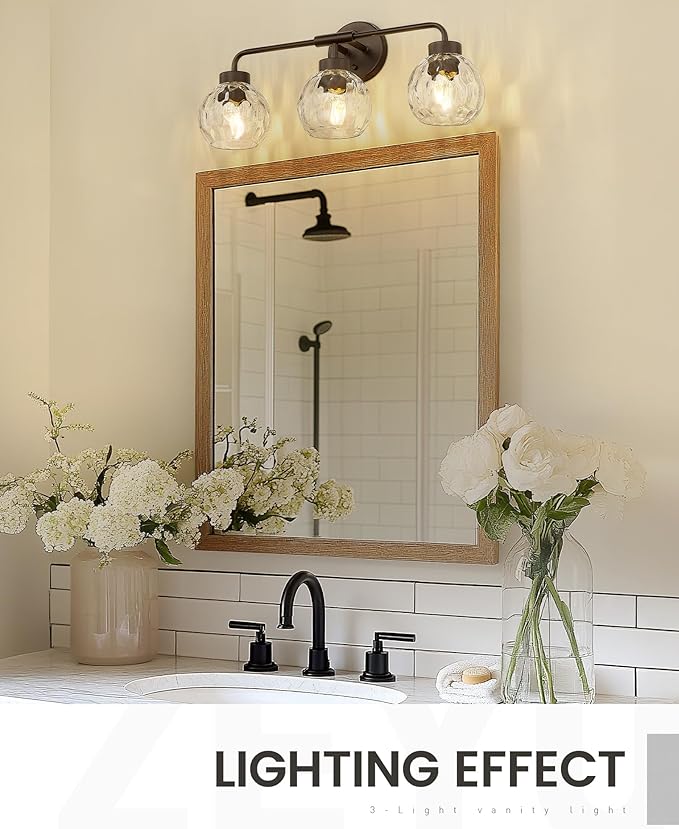 zeyu 3-Light Farmhouse Vanity Light, 23 inch Bathroom Light Fixtures - Image 2