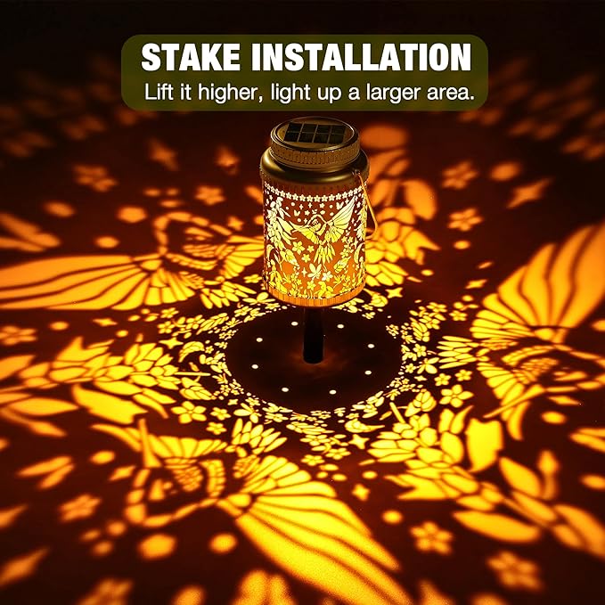 Cooo 4 Pack Solar Lanterns Outdoor Waterproof Hummingbird Red_Sage Solar - Image 8