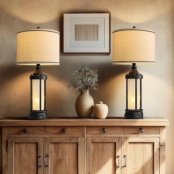25'' Table Lamps for Bedroom Living Room Lamps Set of 2 Farmhouse Nightstand - Image 7
