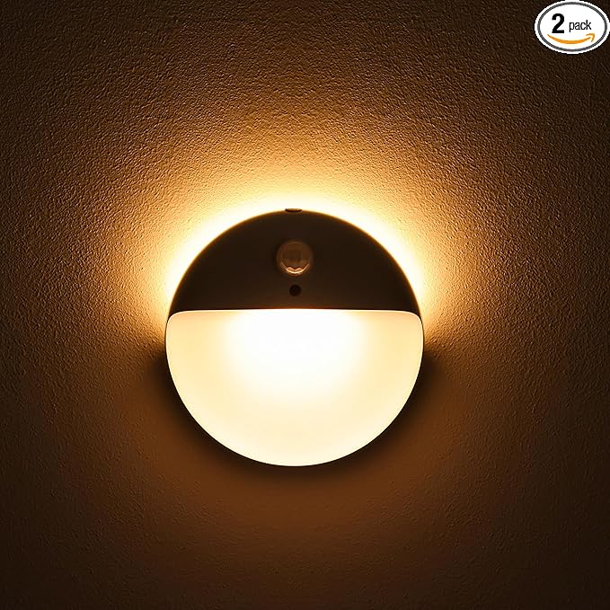 2 Pack Toliet Lights, 2.6" Small Motion Sensor Battery Night Light, Dimmable by YUNLEX