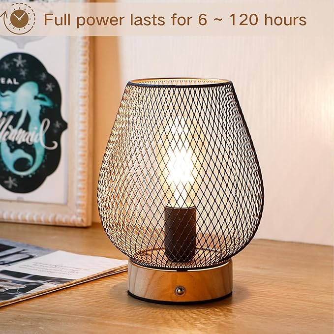 JHY DESIGN Dimmable Touch Bedside Table Lamp Metal Rechargeable Battery Powered - Image 5