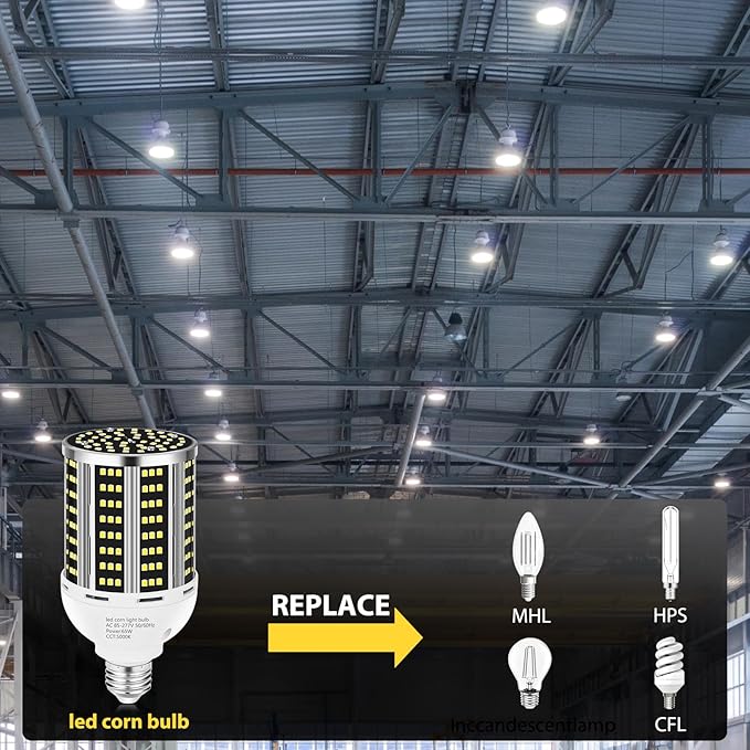 65W LED Corn Light Bulb 6 pack, Daylight 5000K E26/E39 Commercial Grade 7800LM - Image 4