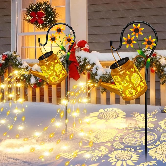Christmas Gifts Sunflower Solar Watering Can Lights, Outdoor Waterproof Garden by OSTRITEC