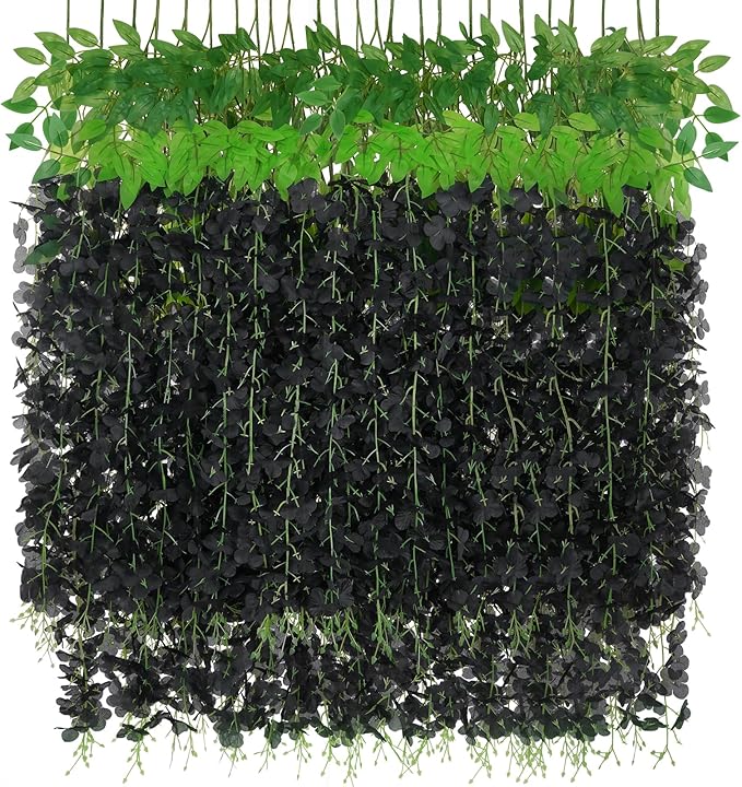 BLEUM CADE 36Pcs Black Fake Wisteria Hanging Flowers, 3.6Ft/Pcs Artificial by BLEUMCADE