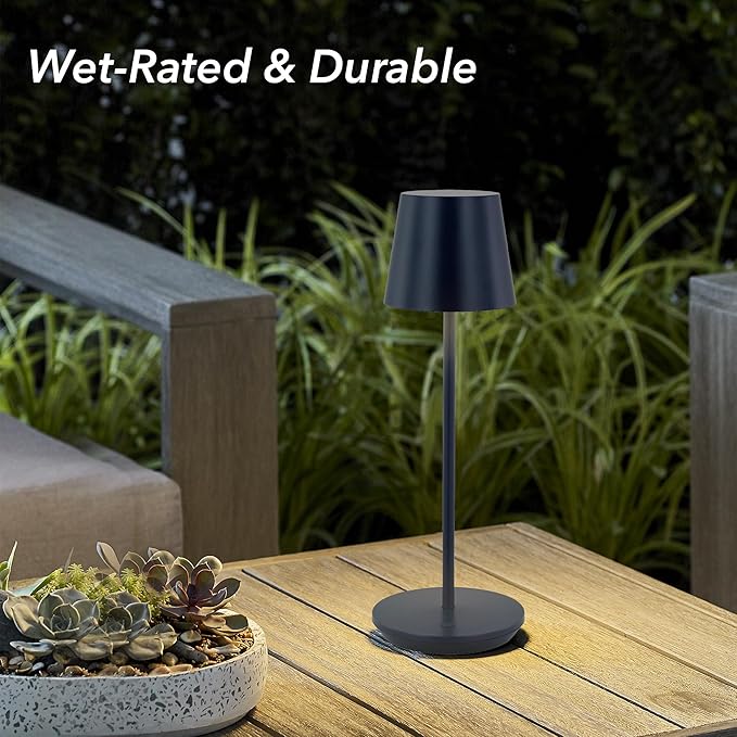 Generation Lighting Mena Accent Rechargeable Table Lamp – 14.5” Hague Blue - Image 4