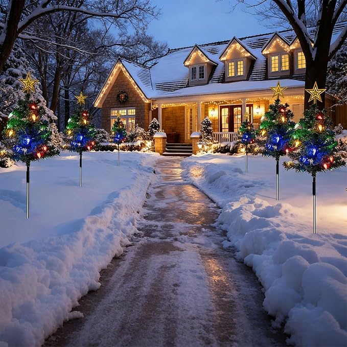 2 Pack Solar Christmas Decorations Tree Lights, Upgraded Outdoor Solar Stake - Image 2