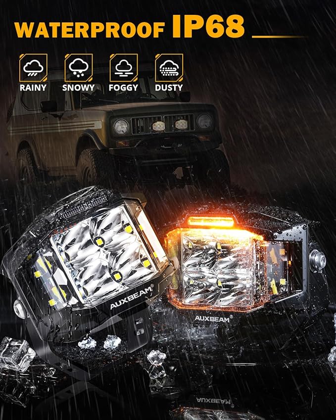 Auxbeam 4 Inch LED Pod Light, 92W V-MAX Series Square Offroad Driving - Image 6