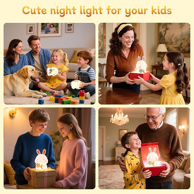 Bunny Night Light for Kids, Cute Rabbit Soft Silicone Lamp, Baby Nursery - Image 7