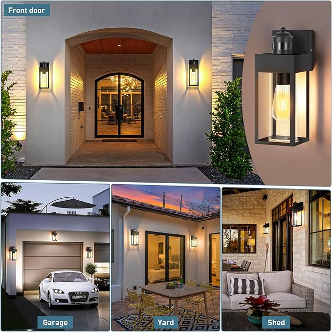 Motion Sensor Outdoor Wall Lanterns 2 Packs, Upgrade Dusk to Dawn Exterior - Image 7