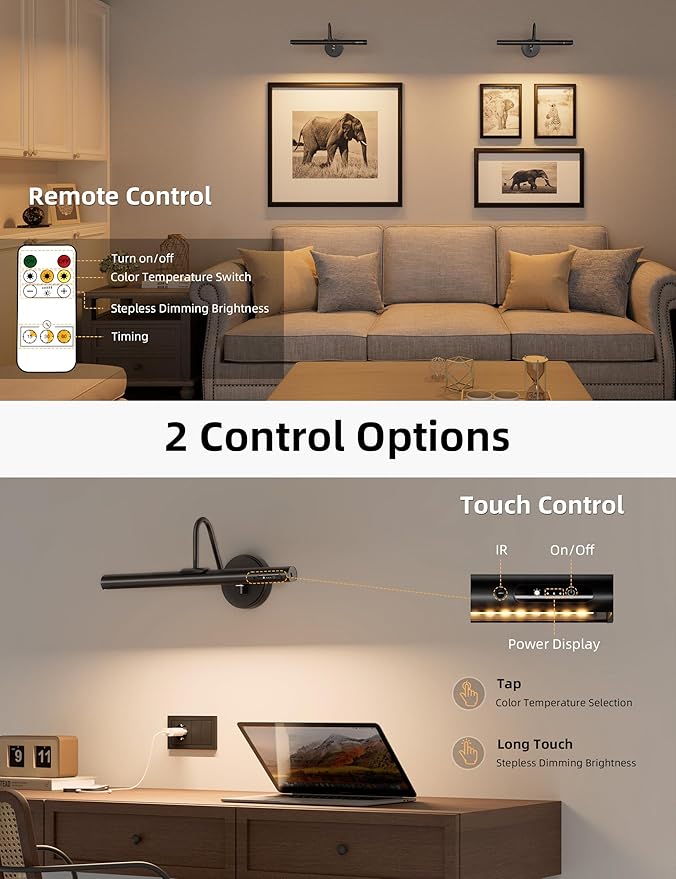 VOLISUN Picture Lights for Wall, 15.7'' Rechargeable Picture Light Battery - Image 4