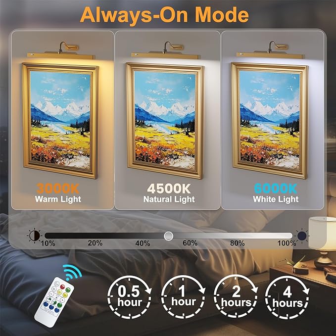Brass Wireless Picture Light for Wall - Image 3