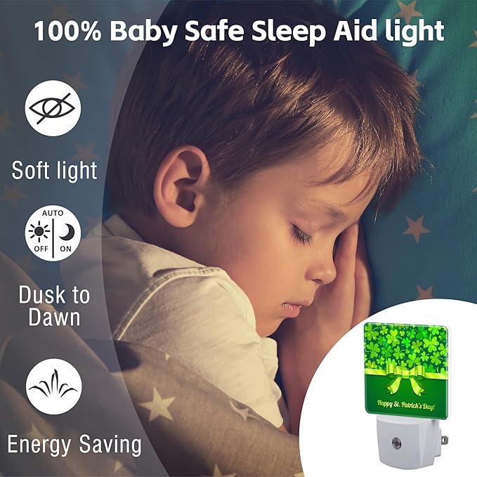 Happy St Patrick's Day Night Light Plug into Wall, 0.5w Energy Saving Sleep - Image 5