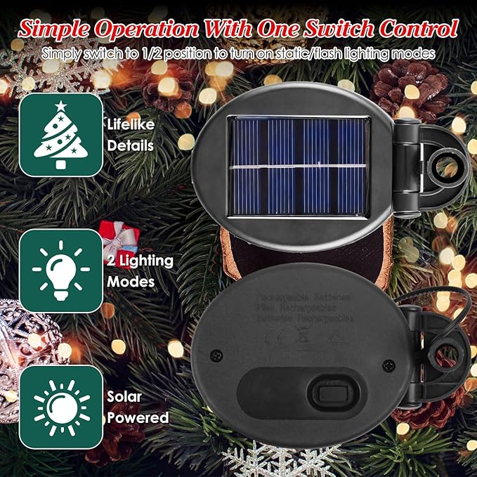 2 Pack Solar Christmas Decorations Tree Lights, Upgraded Outdoor Solar Stake - Image 4