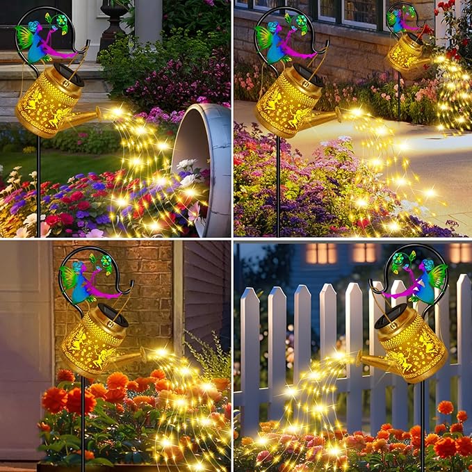 Christmas Gifts Solar Watering Can Lights Outdoor Garden Decor, Large Fairy - Image 5