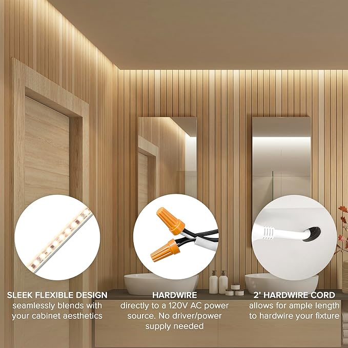Maxxima 72 in. Hardwired LED Under Cabinet Strip Light, 2760 Lumens, 3000K Warm - Image 4
