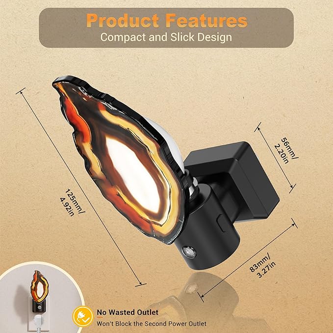 JandCase Night Lights Plug into Wall: Agate Night Light, Dimmable Night Light - Image 6