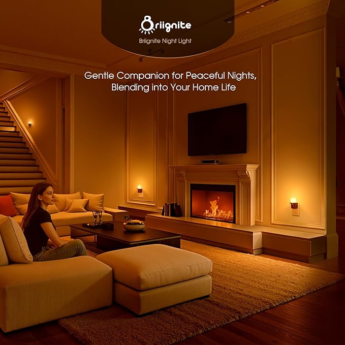 Briignite Candle Night Light, Amber Night Lights Plug into Wall 2 Pack - Image 4