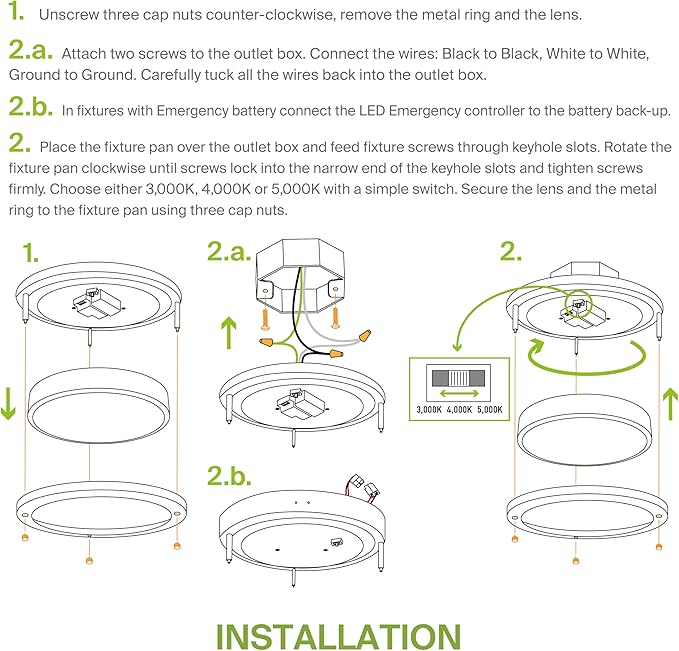 ASD LED 14" Round Flush Mount Lighting, Close to Ceiling Light Fixture | 3CCT - Image 10