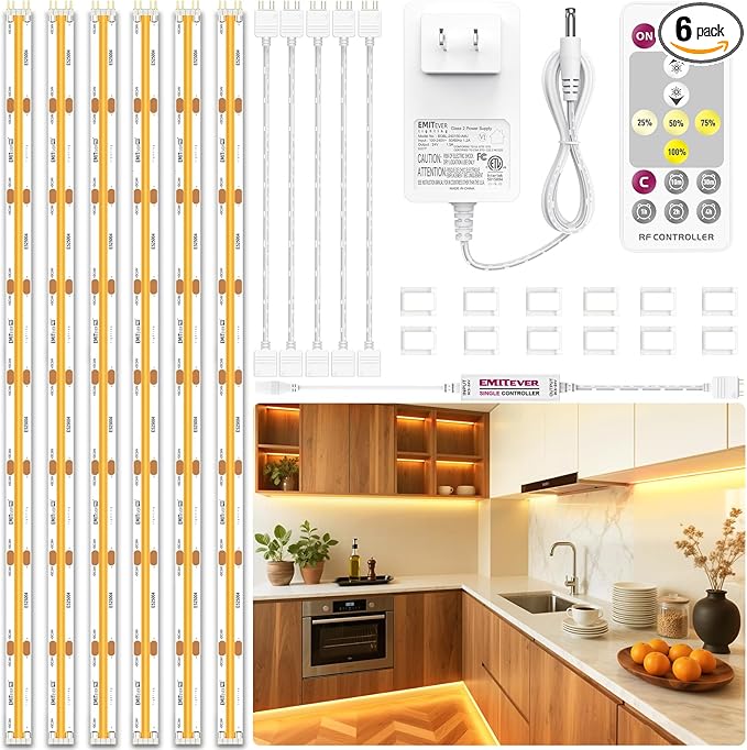 EMITEVER Under Cabinet Lighting kit, UL Listed Dimmable Led Lights Strip by EMITEVER