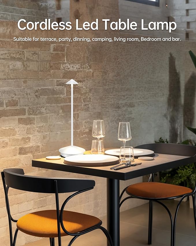 Portable Led Cordless Lamp Table Light 2 Pack, Rechargeable 6000mAh Battery - Image 2